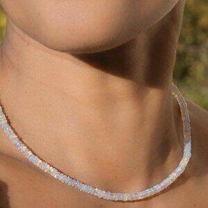 Fire Opal Necklace Ethiopian Opal GOREOUS Beaded Necklace October Birthstone